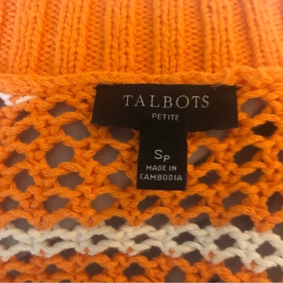 Talbots Petites Open Weave V-Neck Shaker Style Sweater SP Striped V Neck Cotton - Picture 6 of 8